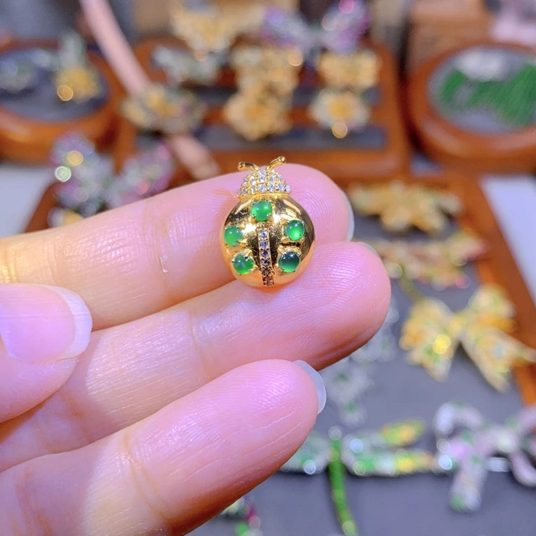 银S925镶嵌挂件翡翠