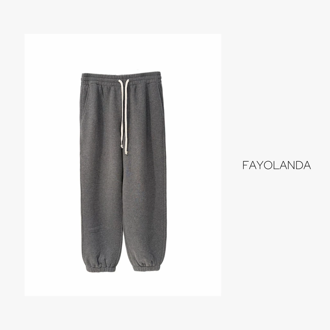 FAY  | 慵懒感加绒收口卫裤（6H2048）