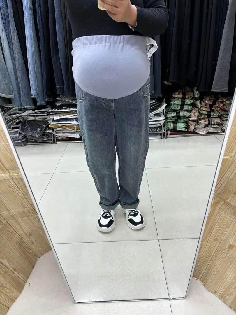 5525-30两用裤脚孕妇牛仔老爹裤