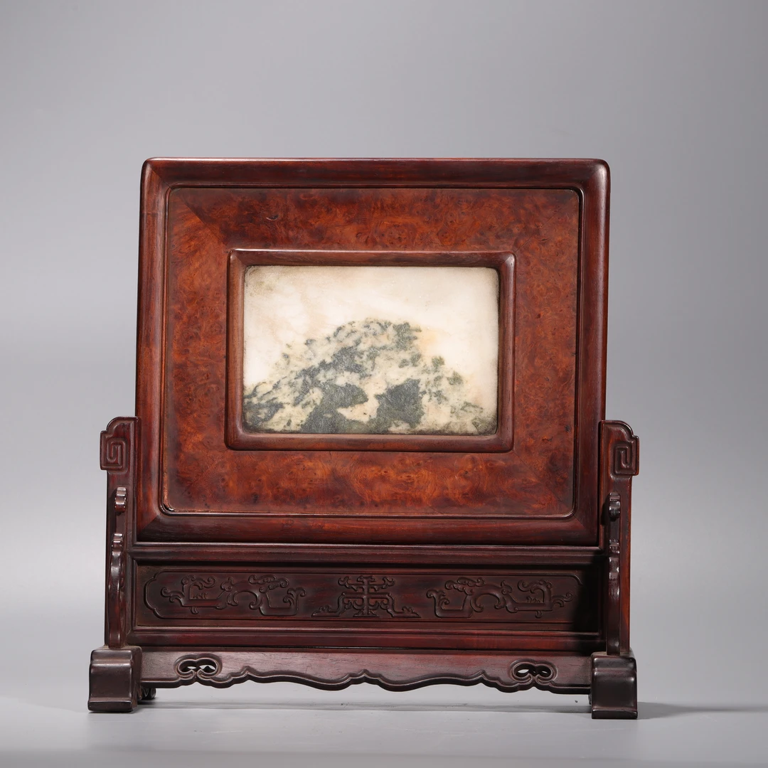 lot31 清代  红木云石插屏