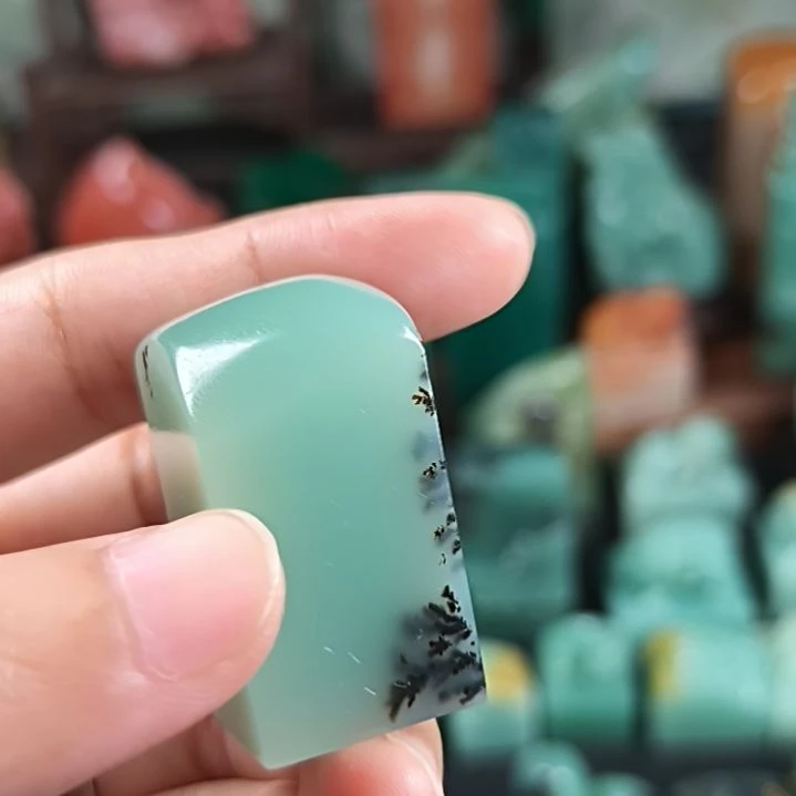 寿山石印石观*堂梅子青水草章1