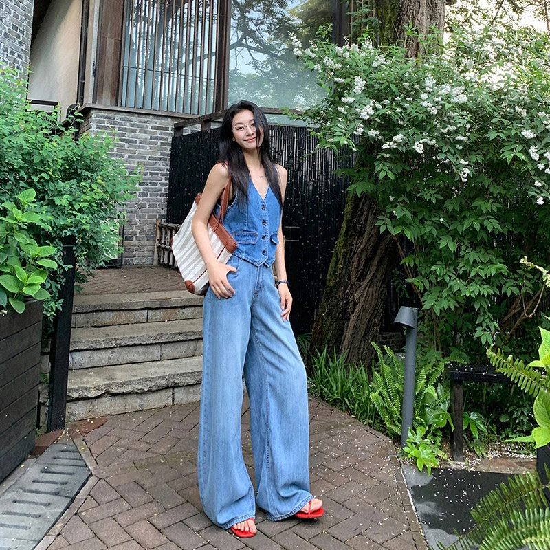 Busrr天丝凉感莱赛尔牛仔裤2025年夏季薄款高腰垂感显瘦阔腿裤女