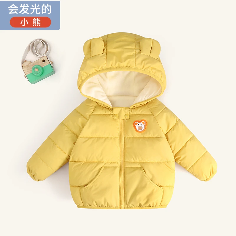 宝宝棉服新款冬季加厚加绒保暖儿童棉衣发光冬装外套男童女童棉袄