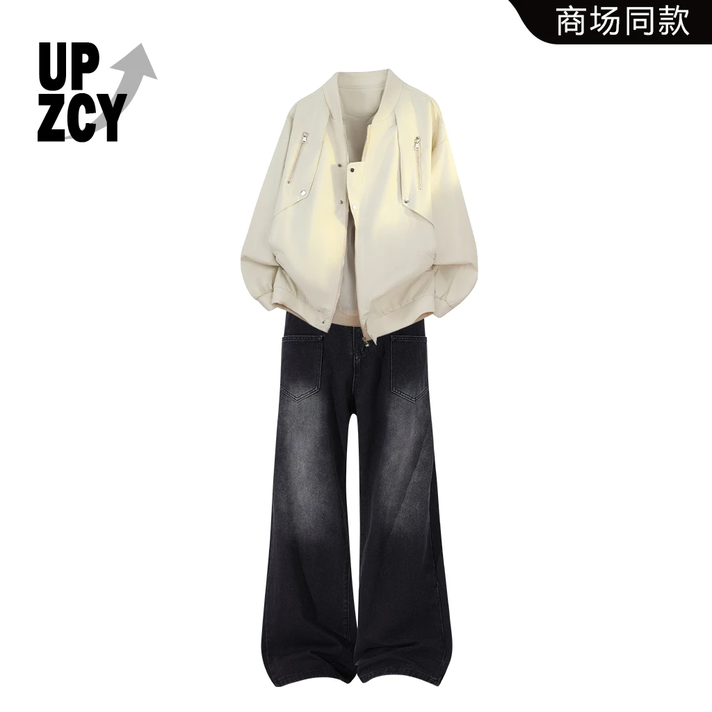 UPZCY美式街头潮流时尚休闲夹克两件套男士秋冬新款高级感两件套