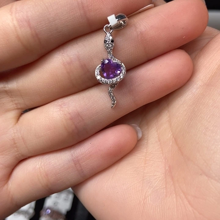 水晶颈饰银S925镶嵌蛇年设计