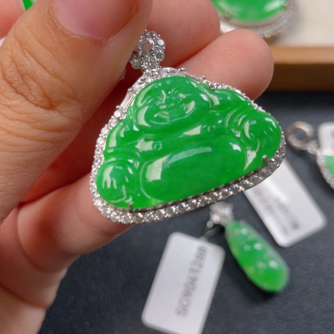 翡翠银S925镶嵌吊坠(不含链)j j j j k k