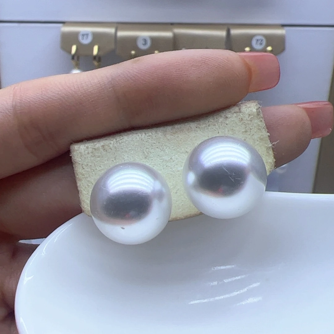 银S925镶嵌淡水珍珠耳饰