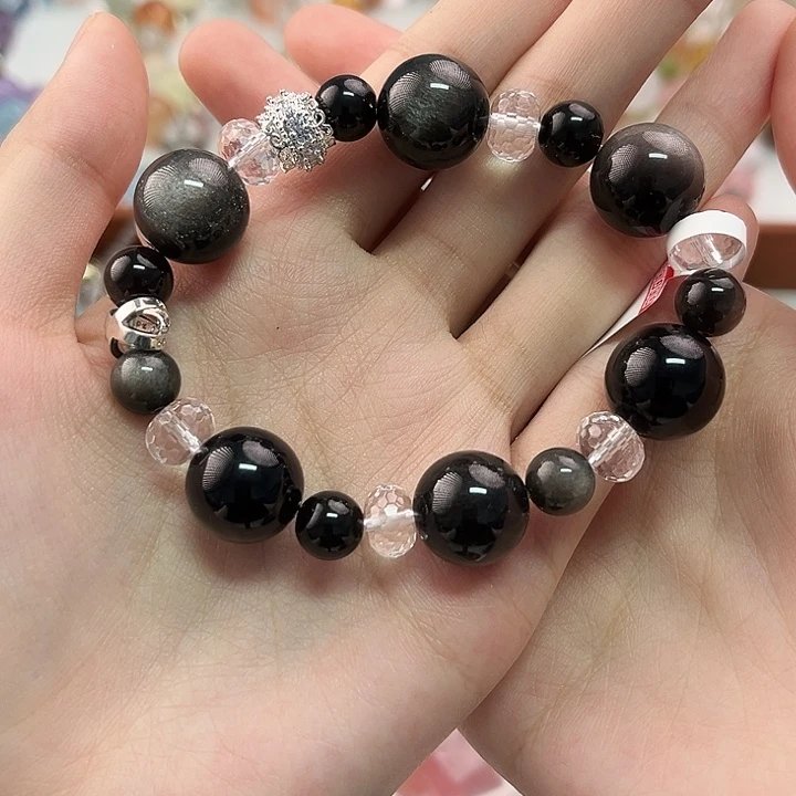 未镶嵌水晶手链银曜石设计款