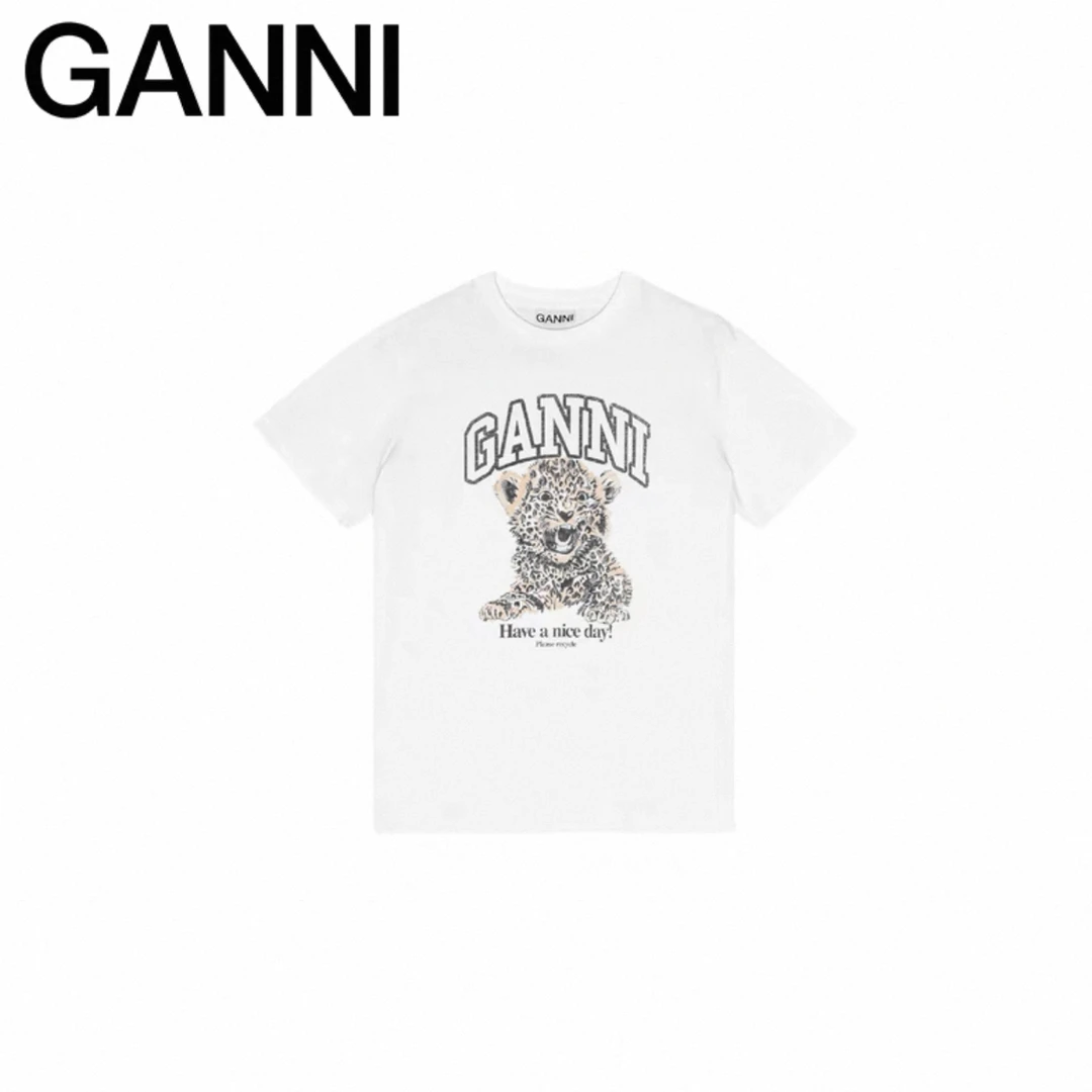 GANNI 25FW 设计师品牌 白色印花上衣 WHATsUP