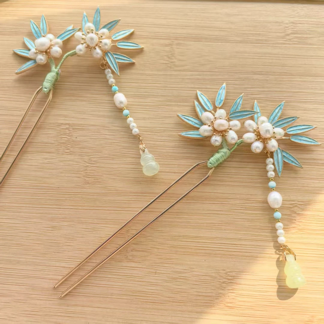 淡水竹报平安流苏步摇