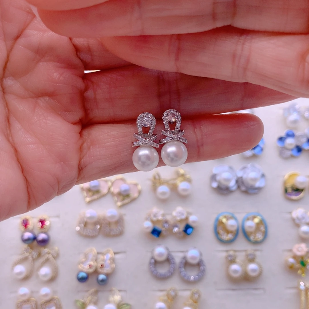 淡水珍珠耳饰合金