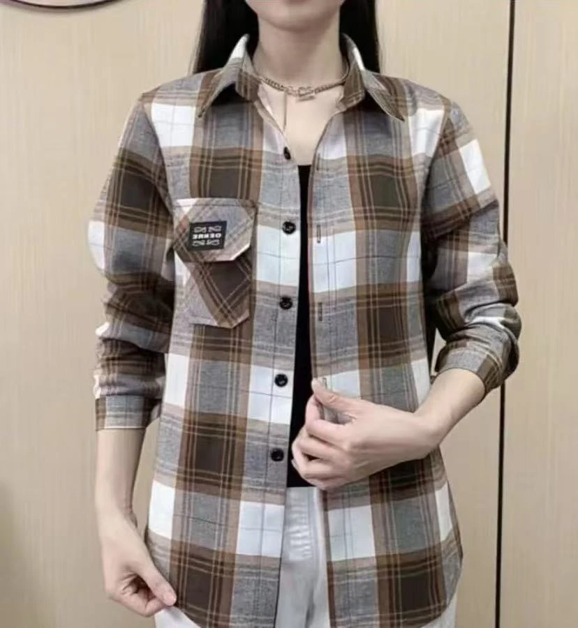 工厂直销2025春夏爆款格子衬衫女薄款格子衬衣宽松防晒衫