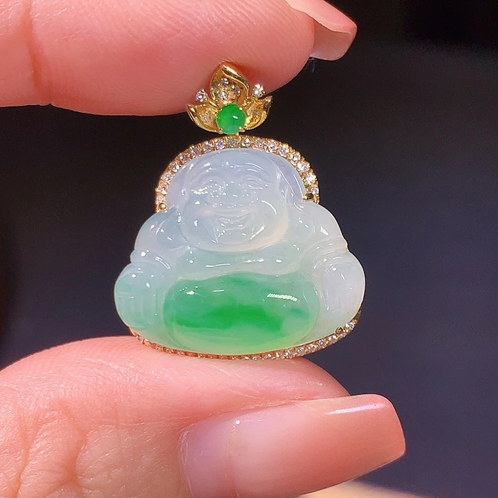 翡翠18K金镶嵌吊坠(不含链)