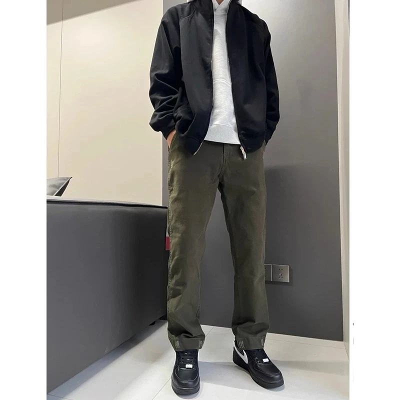 美式男士工装裤秋冬款水洗破坏磨毛裤子男潮流百搭高级直筒休闲裤