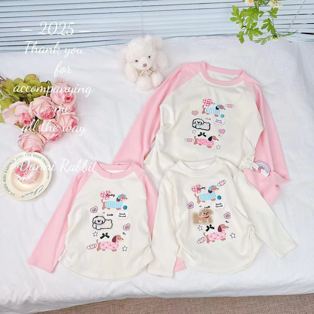 *棉棉柔暖又舒适*+敲可爱腊肠狗*2025春款儿童亲子打底衫 D-A78