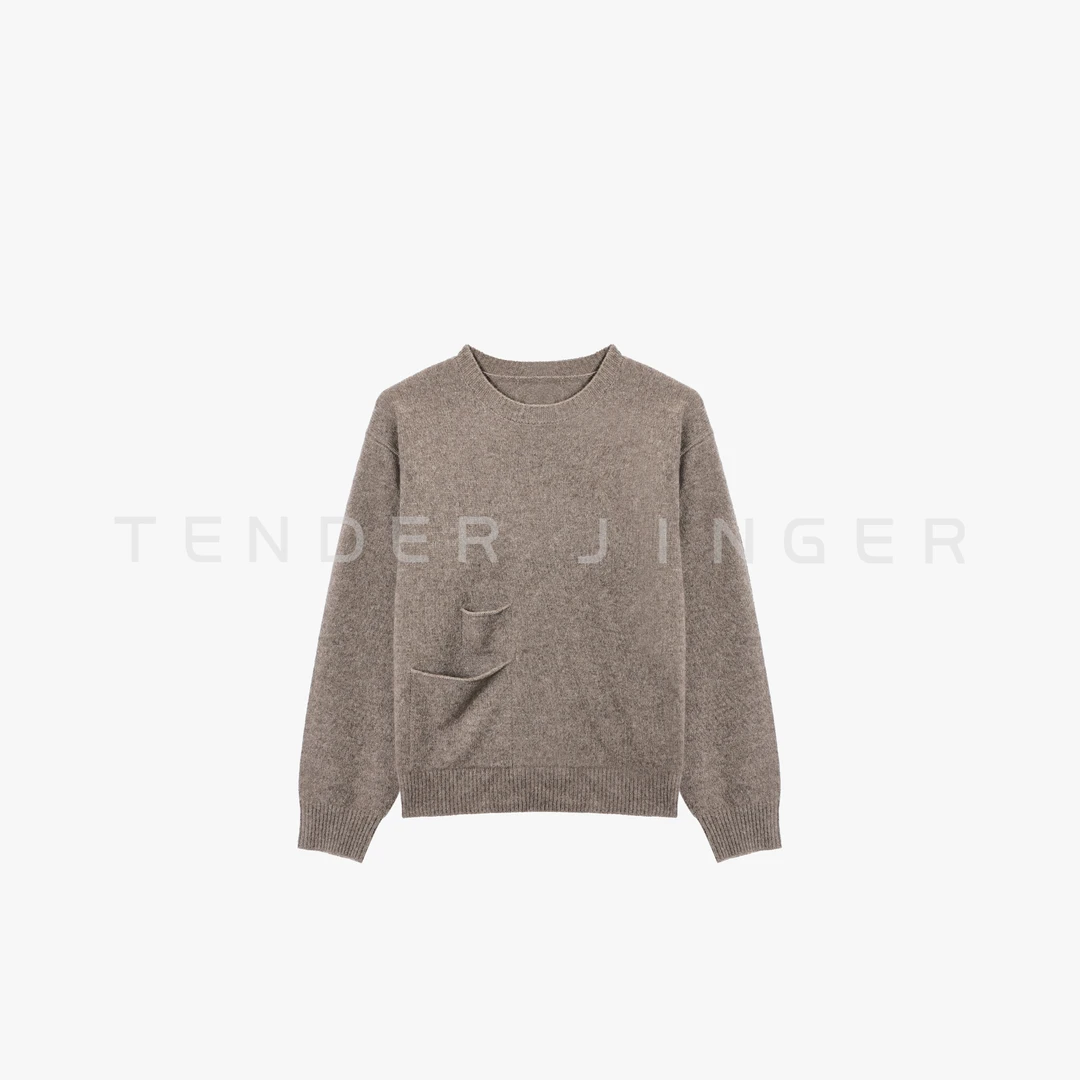 Tender Jinger｜线下专供 圆领口袋套头牦牛绒针织衫T54KJJ50662