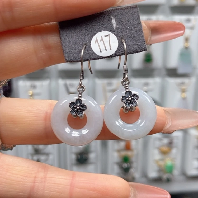 【闪购商品】翡翠耳饰银S925镶嵌耳饰