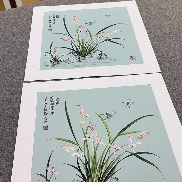 国画国画立体兰花作品