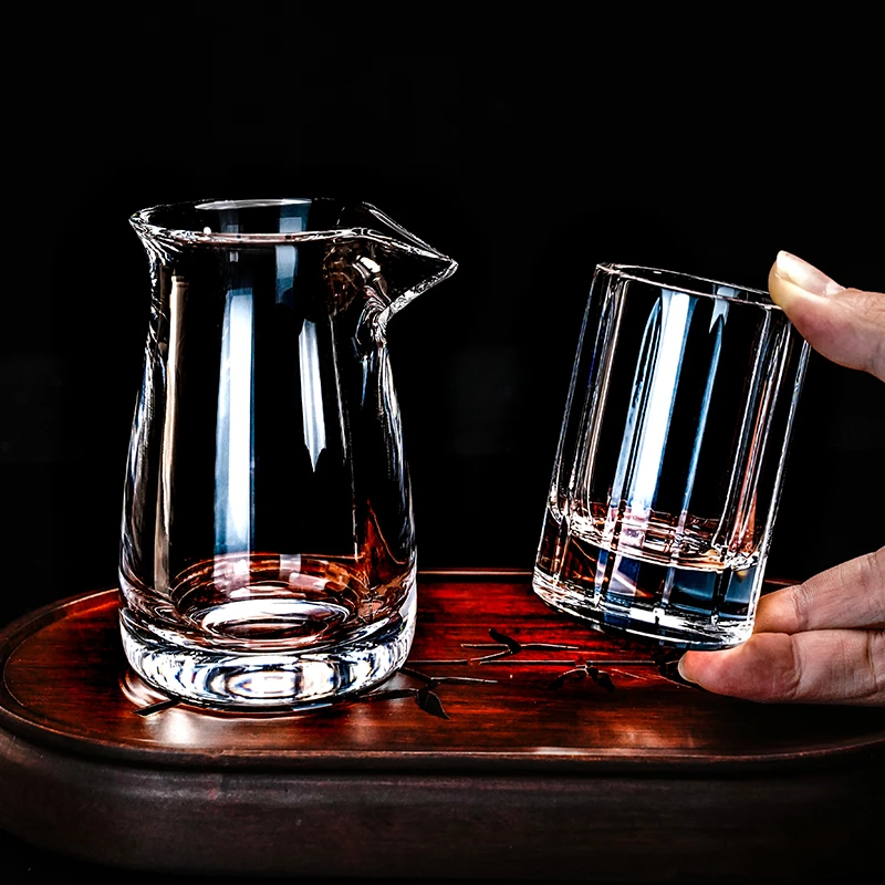 安享原矿石纯真水晶分酒器白酒杯酒具套装家用品酒水杯子高档送礼