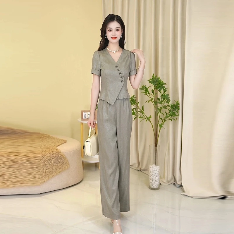 【赠运费险】夏季时尚轻熟宽松洋气休闲收腰显瘦减龄短袖女装套裤