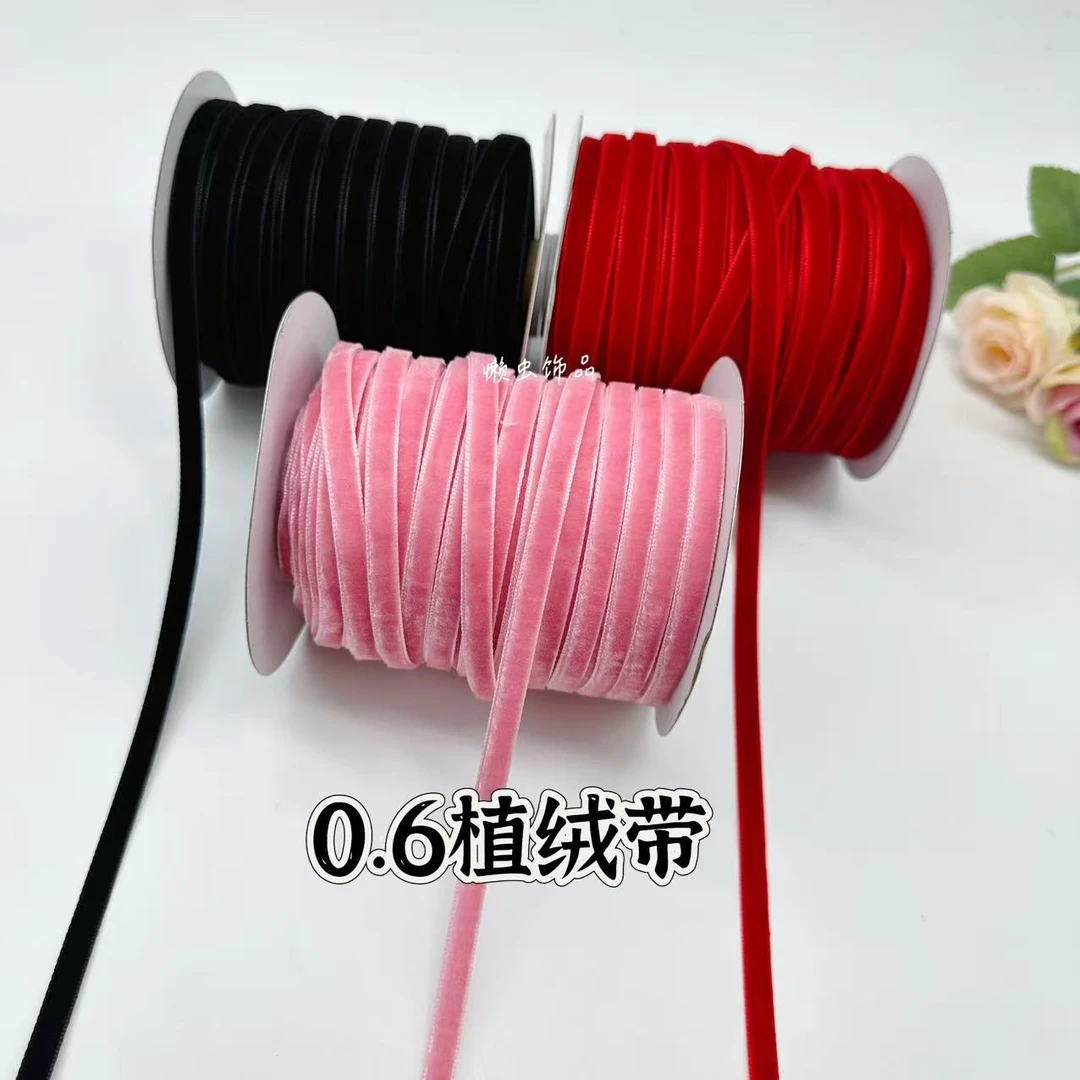 朵朵饰品 0.6植绒带 蝴蝶结diy配饰材料带子