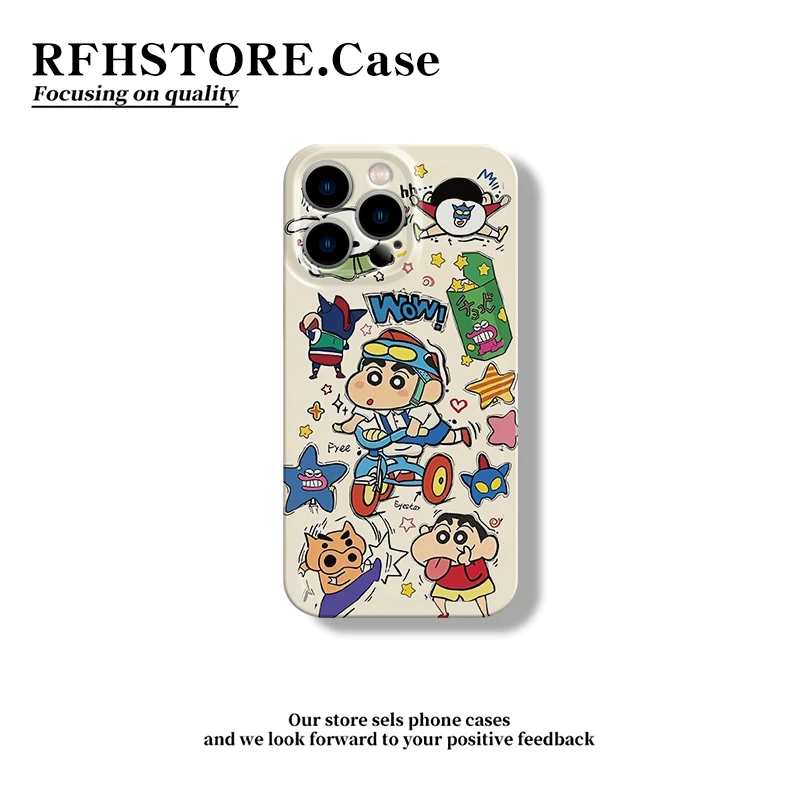 飞虎胜骑车小新适用iphone1615菲林手机壳华为oppo小米13vivo卡通