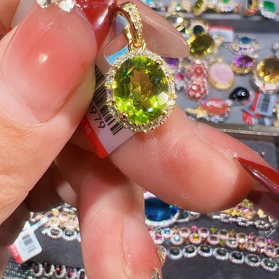 银S925镶嵌珠宝奇石橄榄石