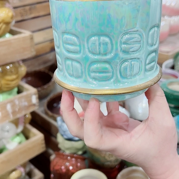 有孔，凑单福利满10元发货陶瓷多肉花盆！