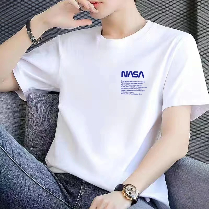 【100％纯棉】2025潮流纯棉圆领短袖百搭男女同款情侣款图案Z1