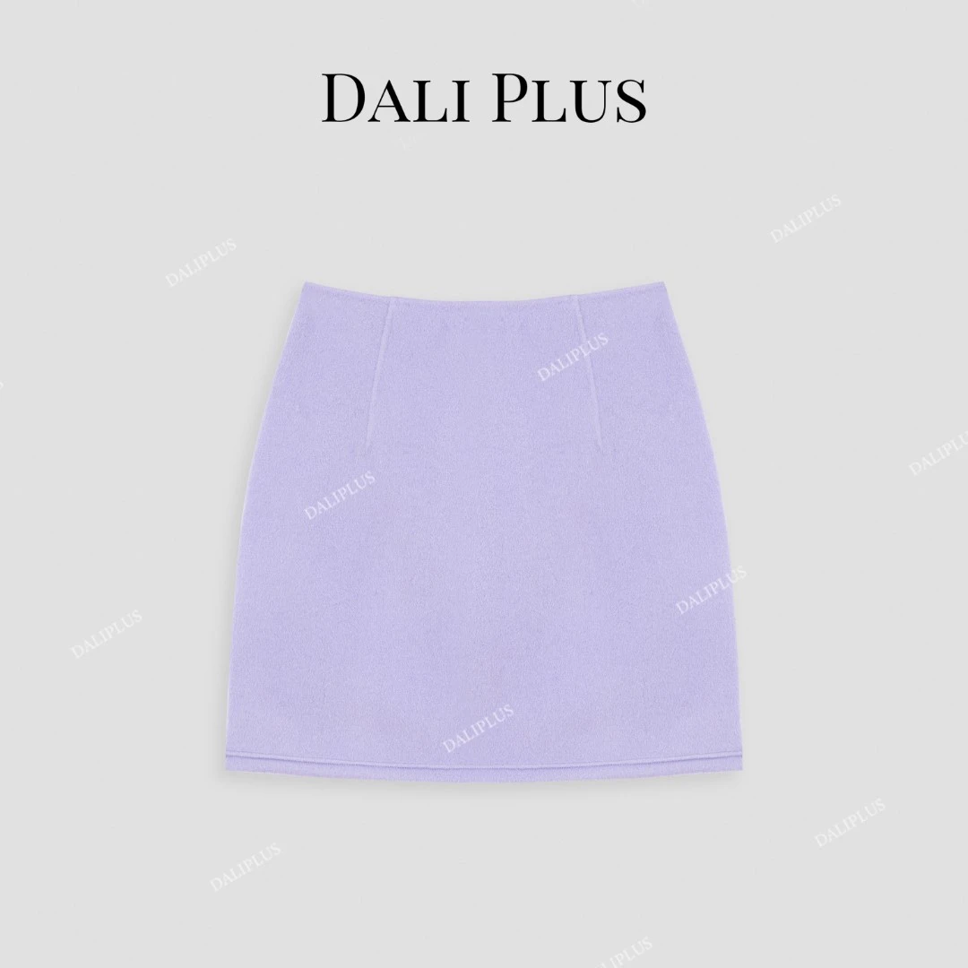 DALI PLUS高级感甜美气质紫色短款毛呢半身裙-2240130