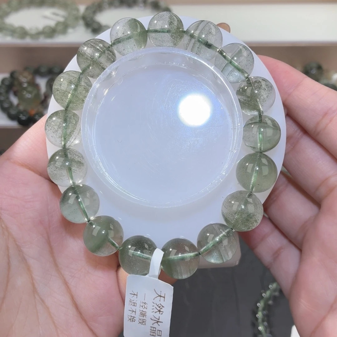 未镶嵌手链水晶12.绿幽灵12m