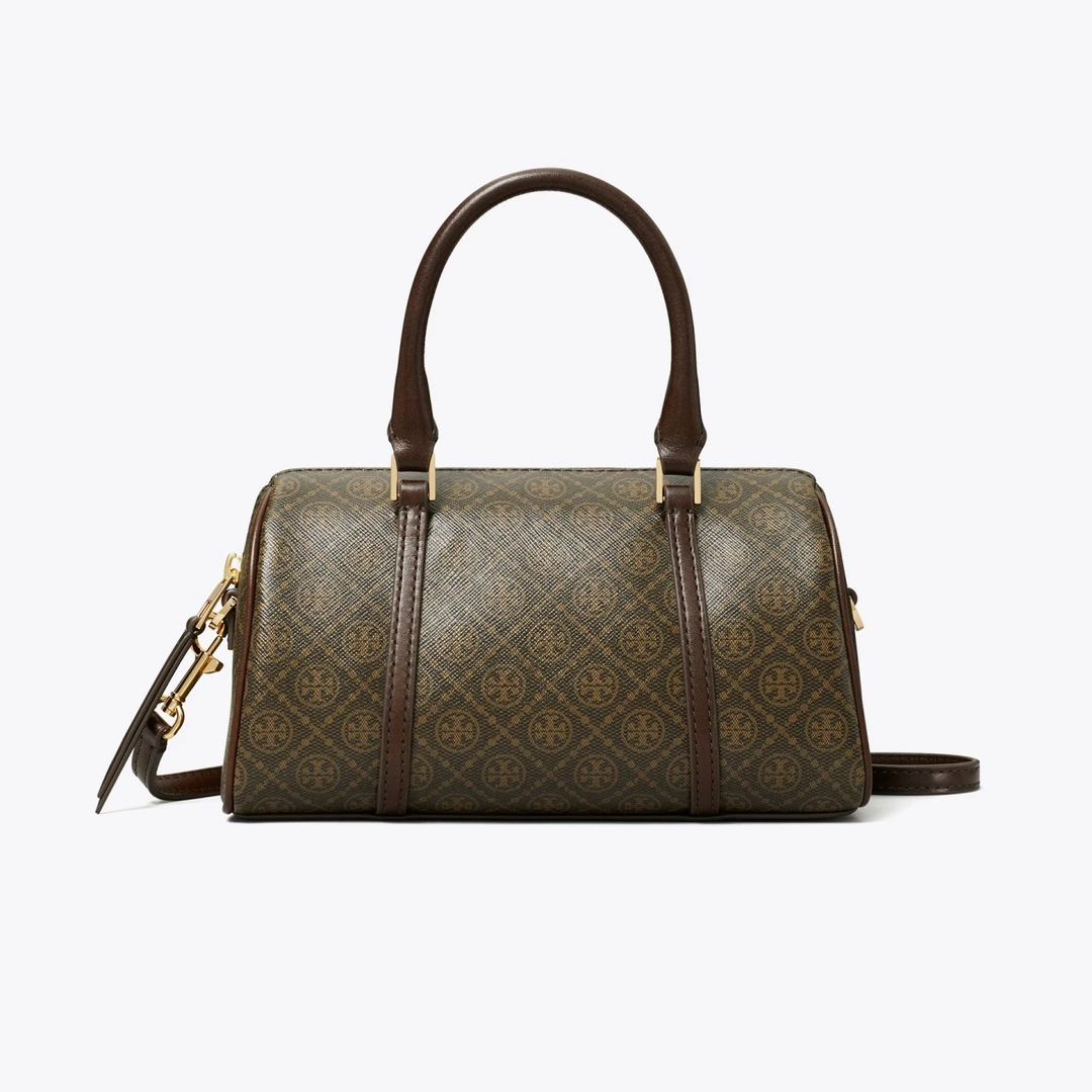【预售】ToryBurch/汤丽柏琦专柜T Monogram黑咖色迷你酒桶包164900