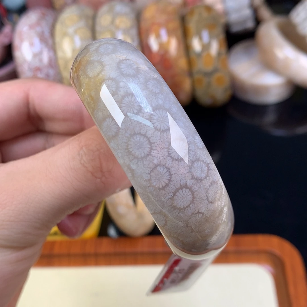 【闪购商品】颈饰未镶嵌硅化珊瑚（珊瑚玉）34号雏菊豹纹52.6圈