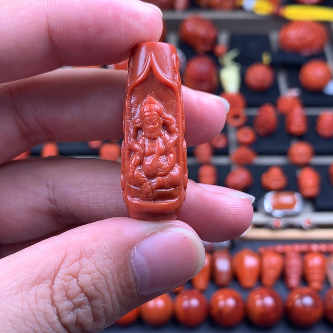 南红玛瑙未镶嵌桶珠单珠14+