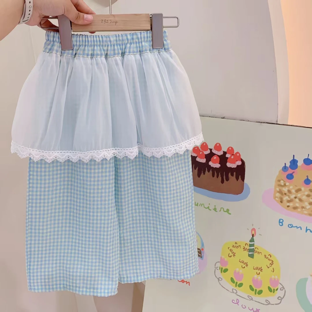 【线下品牌甜馨佳】女童夏季韩版格子休闲裤 251547