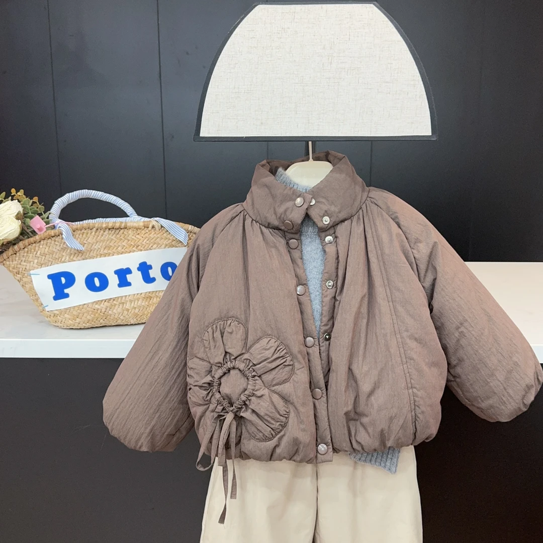 【现货】leomama女童冬装花朵外套秋冬款2024宝宝棉袄儿童加厚棉服