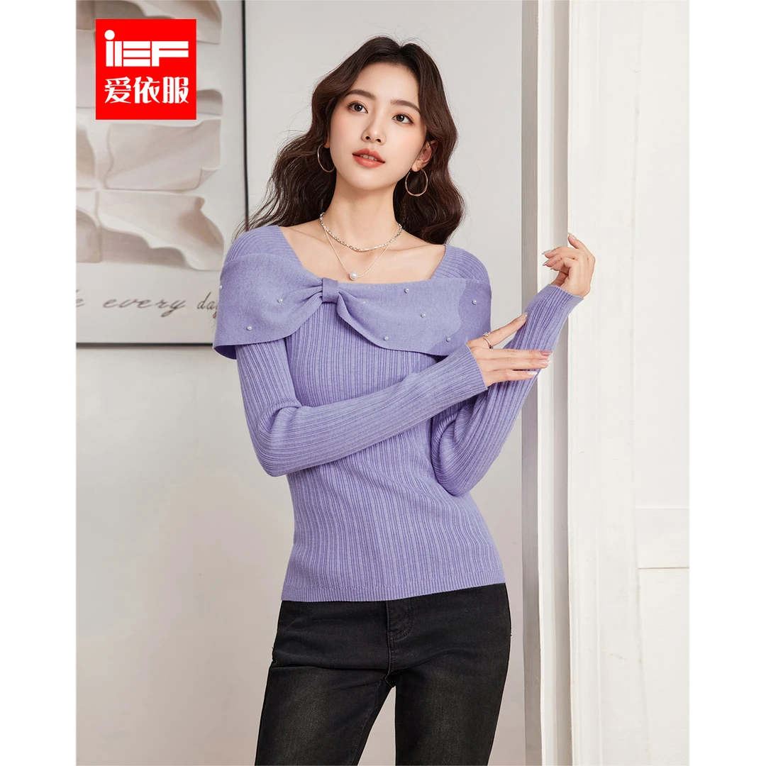 IEF/爱依服2025新款秋季静奢风修身型气质时尚毛织上衣