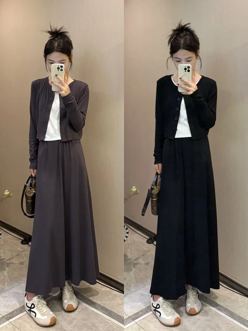 【杨二迪专属】25-33款秋季新款时尚套装显瘦时尚开衫半身裙三件套