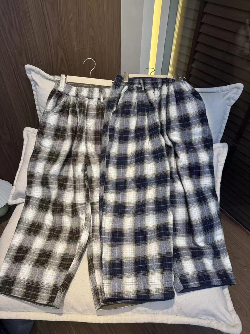 53326经典韩时尚休闲百搭款日系小个子格子棉裤