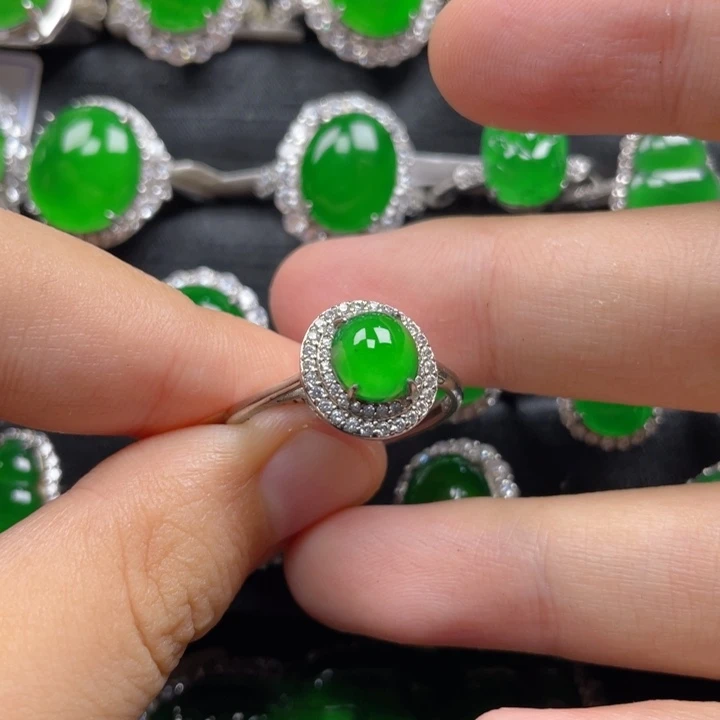 翡翠戒指银S925镶嵌