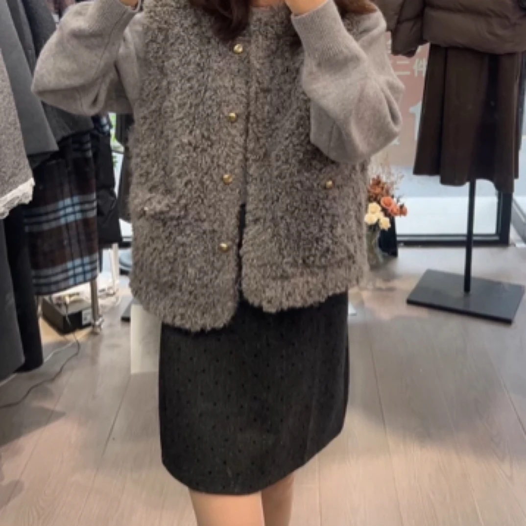 NO退NO换厚款马甲宽松型女马夹短款外套休闲气质女士拼接女装