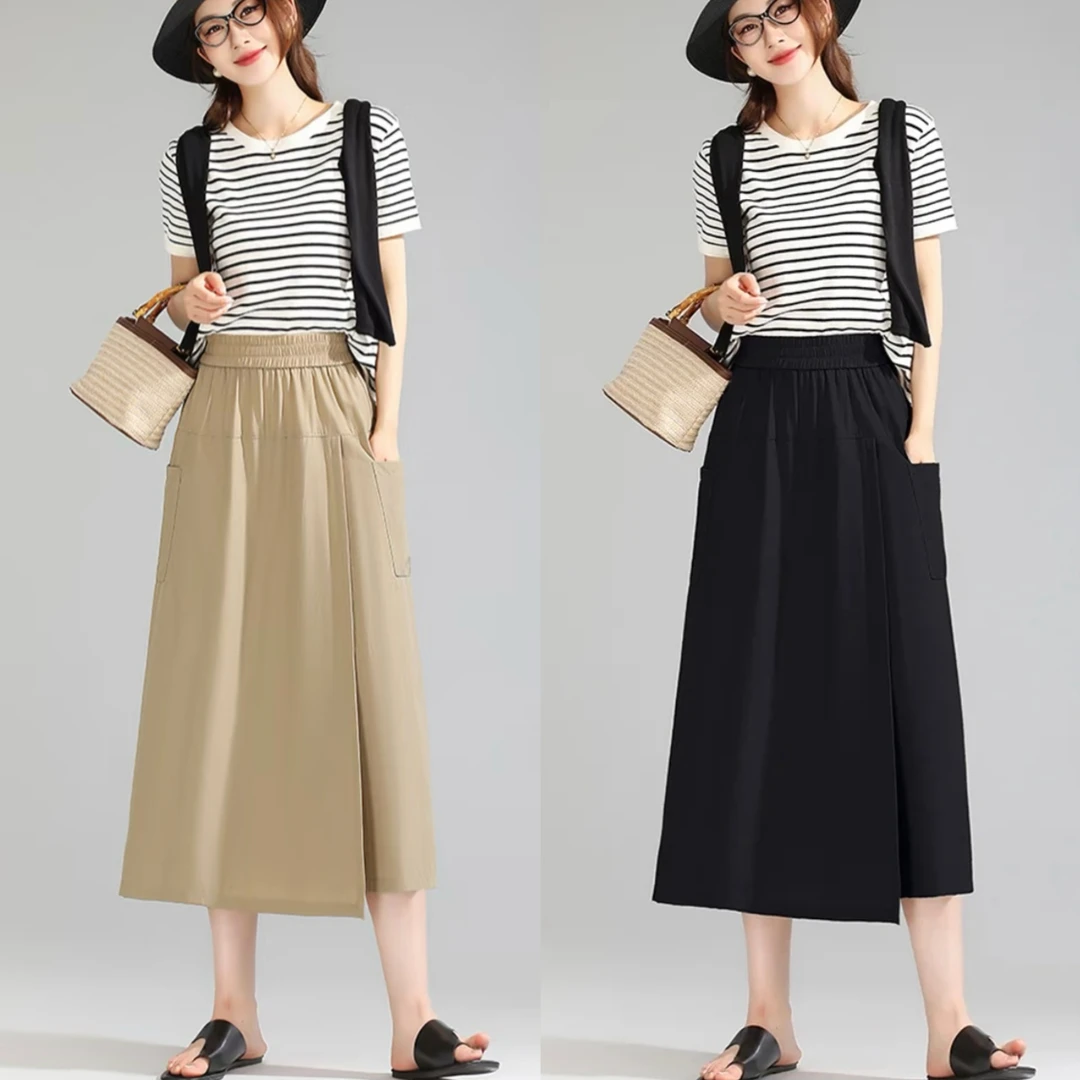 【口袋款】百搭凉感不走光气质裙裤高腰宽松百搭显瘦半身裙