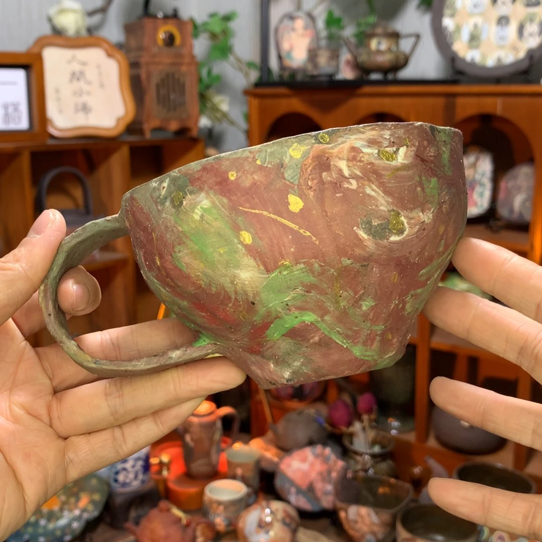 陶油画大师手捏咖啡杯