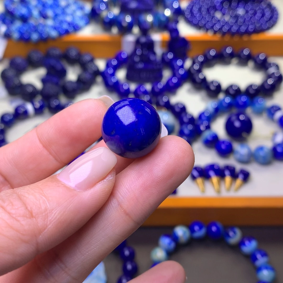 青金石未镶嵌单珠17mm