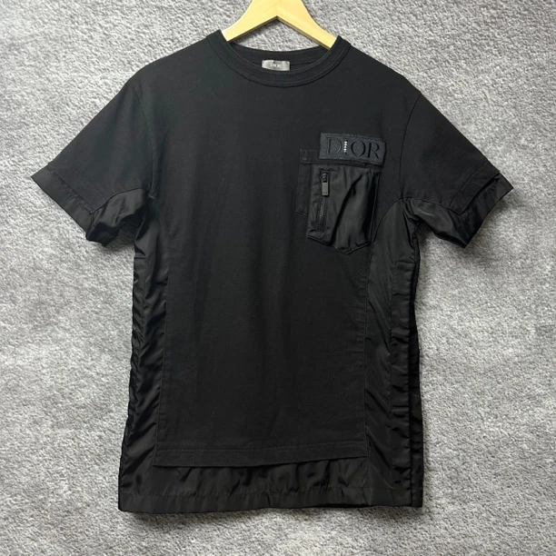 99新 DIOR/迪奥 胸围51 衣长75 XS码 刺绣Logo尼龙拼接短袖 M1086