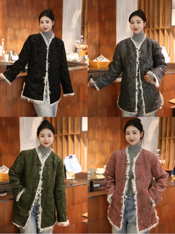 上新女款加毛对扣外套70公分长 常规款