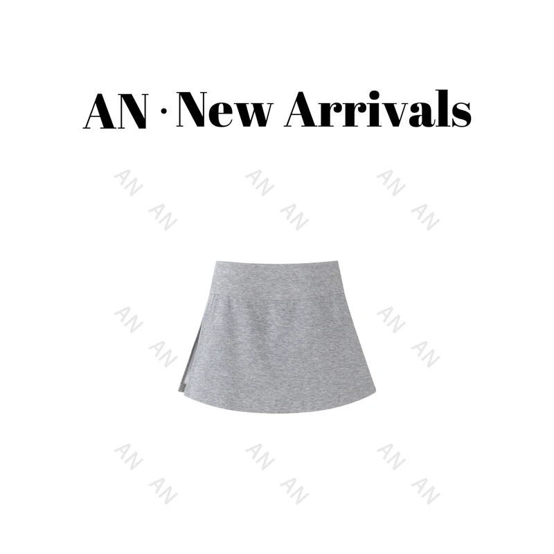 C03276韩版百搭设计感小个子休闲短裙开叉高腰裙裤