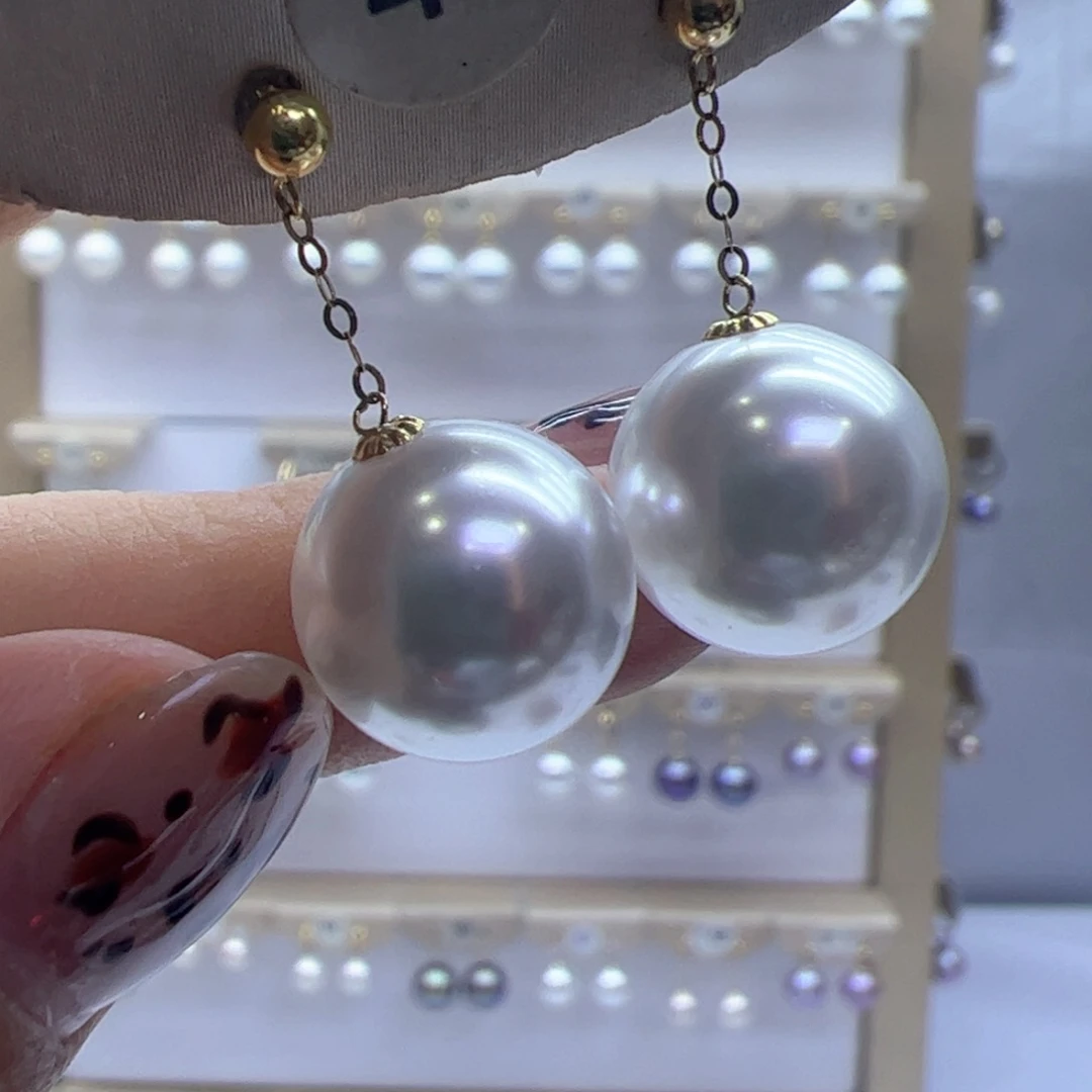 淡水珍珠耳饰18K金镶嵌