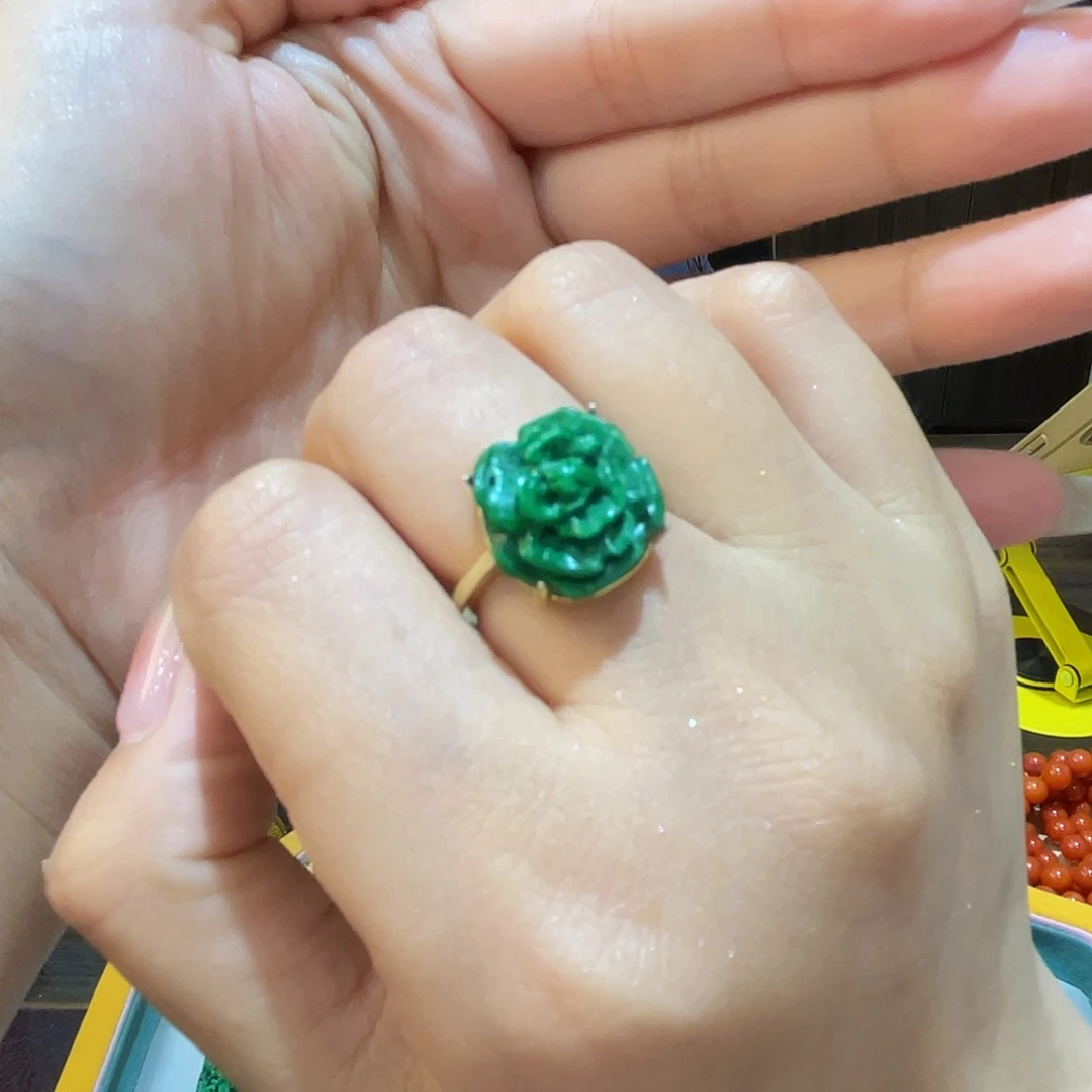 翡翠戒指银S925镶嵌N****✨花朵