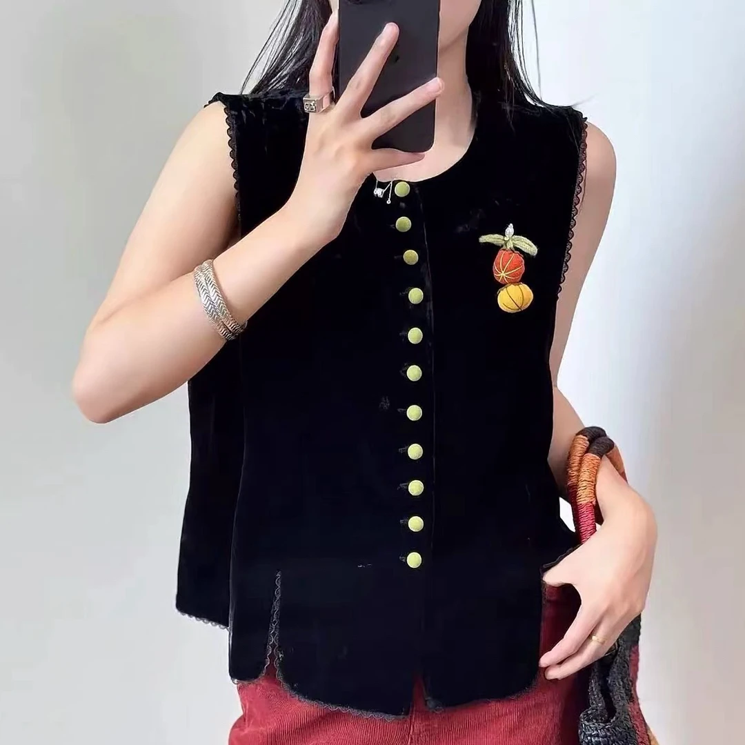 2585高级感气质丝绒马甲（衣长58左右）